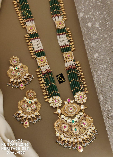 Traditional Monzonite Pendant Set with Earrings â€“ Perfect for Festival Wear