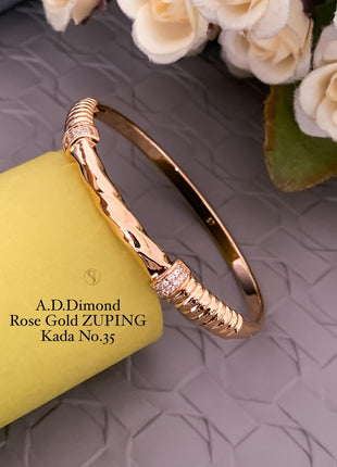 Elegant Rose Gold Zircon Kada for Women