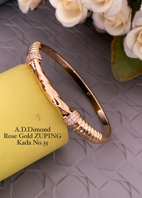 Elegant Rose Gold Zircon Kada for Women