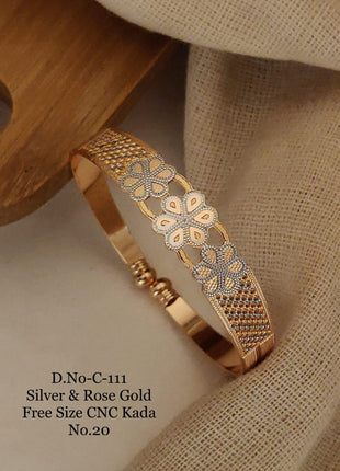 D.No-C-111 Silver & Rose Gold CNC Kada