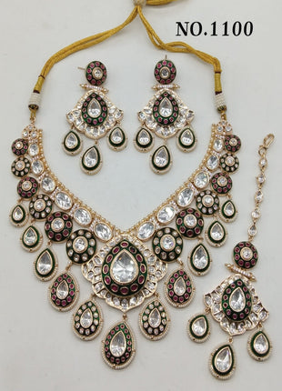 Traditional Gold-Toned Meenakari Pendant Set – Festival Wear Favorite