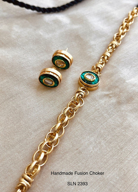 Classic Gold-Tone Pendant Set with Red Accents – Perfect for Festival Wear