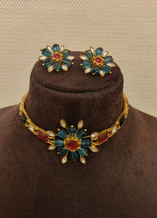 Gold-Plated Kundan Pendant Set with Pearl Detailing – Perfect for Wedding Wear