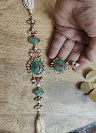 Gold-Plated Ruby Red Pendant Set – Stunning for Party Wear