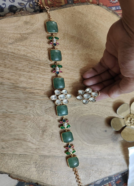 American Diamond Pendant Set in Silver Tone – Ideal for Office Wear