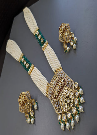 Kundan Pendant Set with Maroon Accents – Best for Wedding Wear
