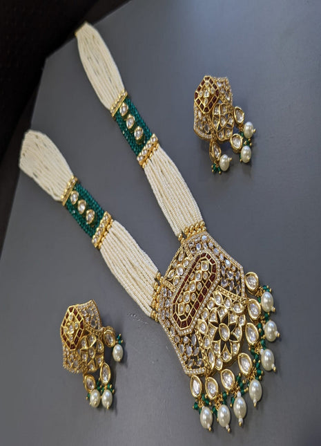 Kundan Pendant Set with Maroon Accents – Best for Wedding Wear