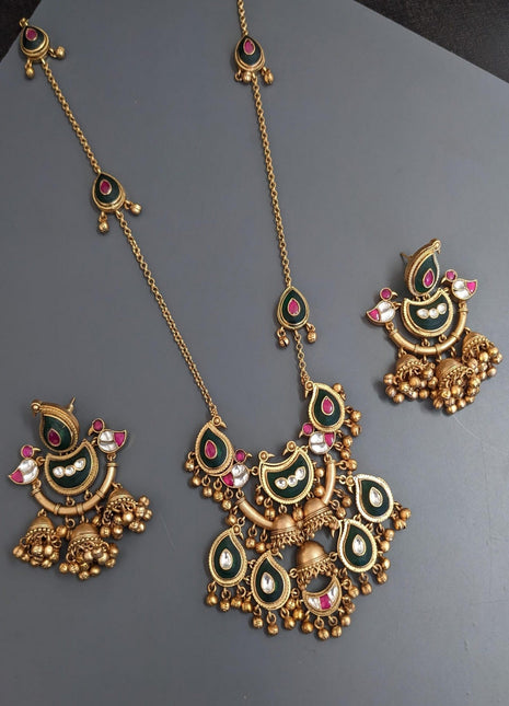 Meenakari Floral Pendant Set with Earrings – Ideal for Festival Wear