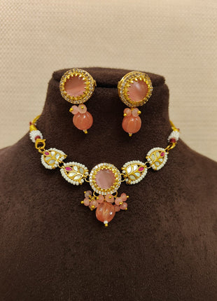 American Diamond Pendant Set in Floral Design – Ideal for Party Wear