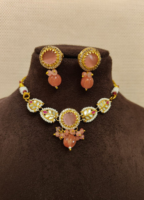 American Diamond Pendant Set in Floral Design – Ideal for Party Wear