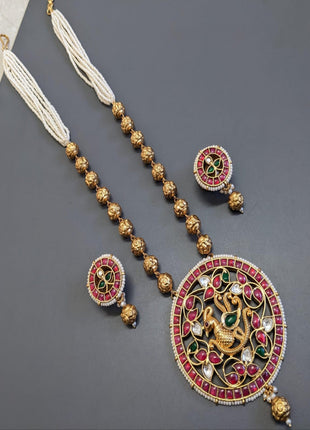 Gold-Plated Bridal Pendant Set with CZ Detailing – Perfect for Wedding Wear