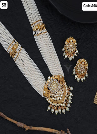 Royal Elephant Pearl Necklace Set
