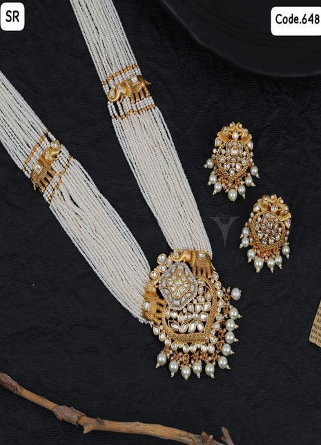 Royal Elephant Pearl Necklace Set