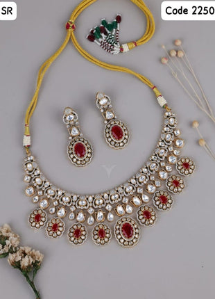 Ruby Highlighted Kundan Necklace Set