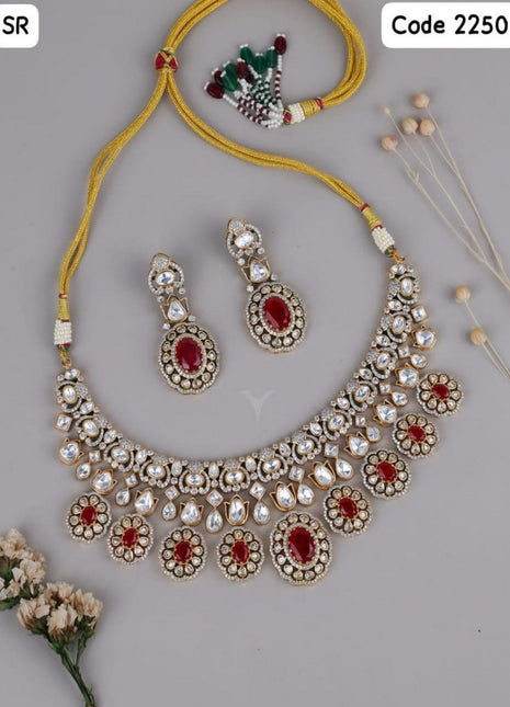 Ruby Highlighted Kundan Necklace Set