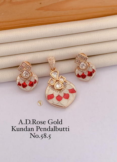 Pink Stone Mirror Work Set