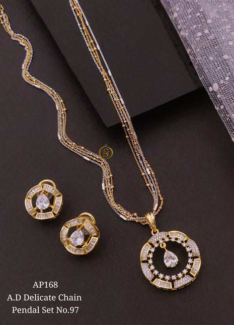 American Diamond Pendant Set with Earrings