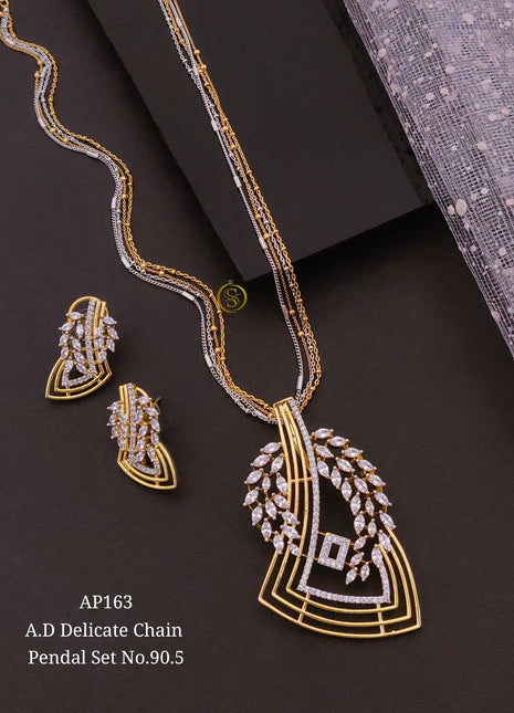 Gold-Plated Pearl Pendant Set with Earrings