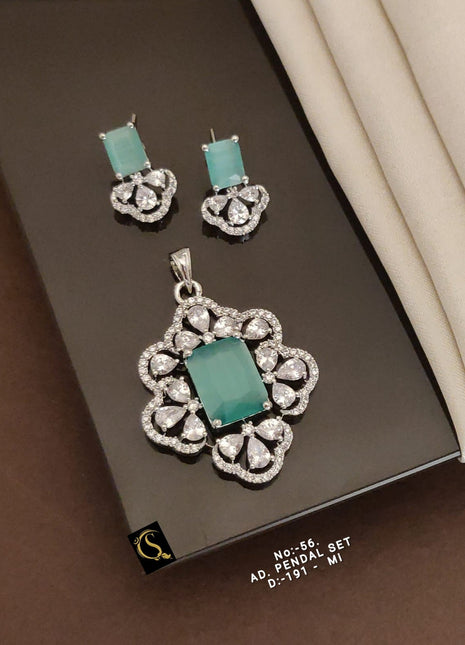 White Gold Pendant Set with Earrings