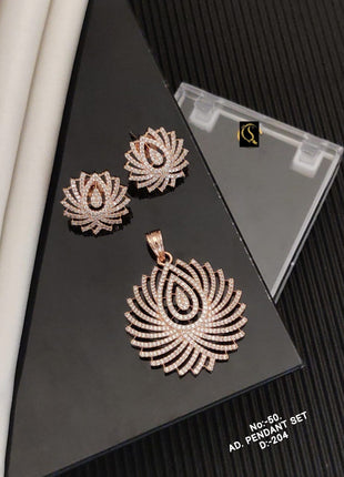 A.D. Rose Gold Pendant Set with Earrings