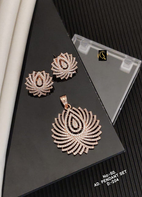 A.D. Rose Gold Pendant Set with Earrings