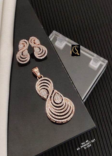 American Diamond Pendant Set with Earrings