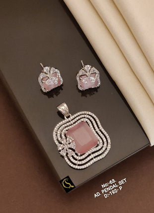 A.D. Pendant Set with Pink Stone