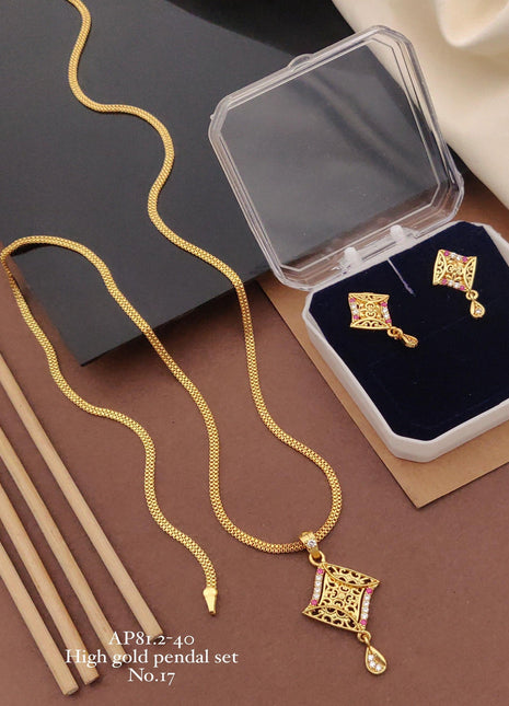 Gold Plated Pendant Set with Earrings