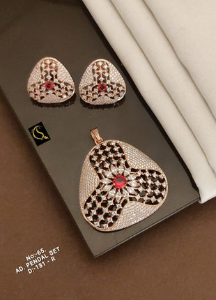 A.D. Oval Shap Pendant Set with Earrings