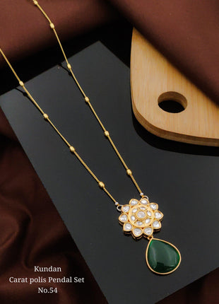 Green Drop Kundan Pendant