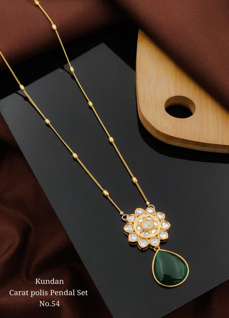 Green Drop Kundan Pendant
