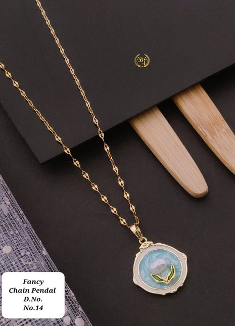 Soft Blue Pearl Leaf Pendant