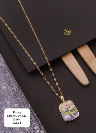 Enamel Flower Pearl Pendant