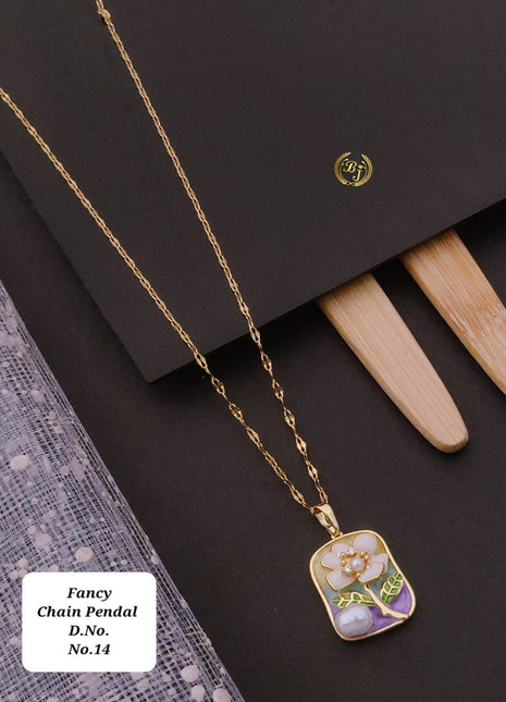 Enamel Flower Pearl Pendant