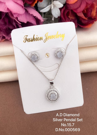 Aqua Stone Circle Pendant Set