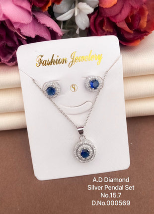 Aqua Stone Circle Pendant Set