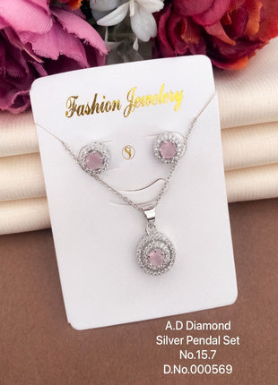 Aqua Stone Circle Pendant Set