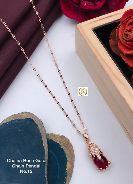 Long Drop Red Stone Pendant