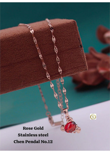 Rose Gold Red Flower Pendant