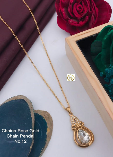 Elegant Crystal Rose Gold Teardrop Pendant