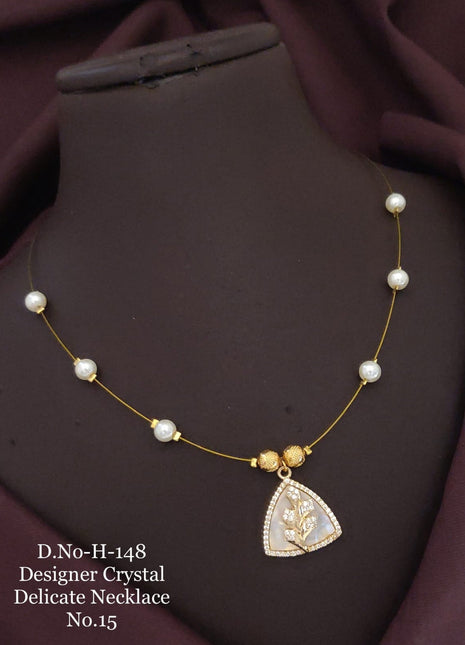 White Pearl Dangle Necklace