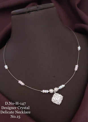 White Stone Floral Drop Necklace