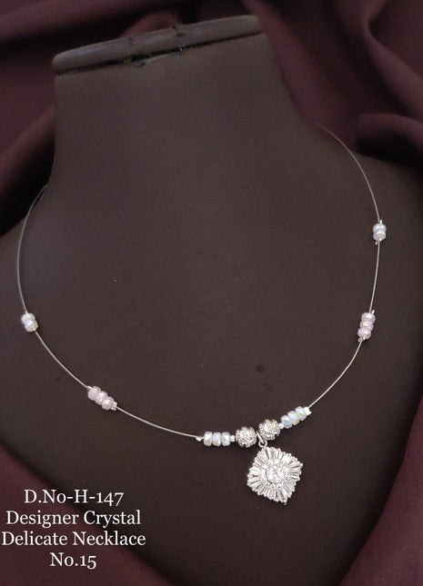 White Stone Floral Drop Necklace