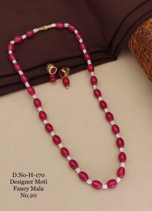 Red Beaded Necklace with Earrings