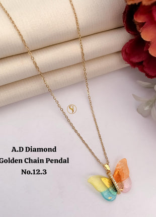 Multicolor Butterfly Gold Chain