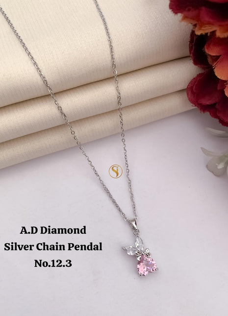 Pink Gem Silver Pendant