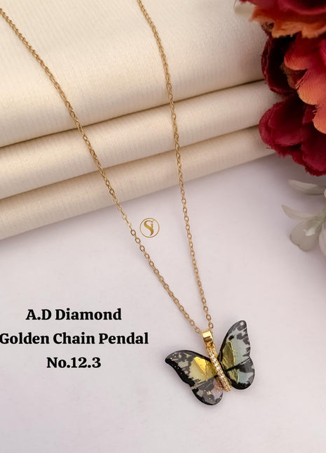 A.D Diamond Butterfly Flight Pendant Chain
