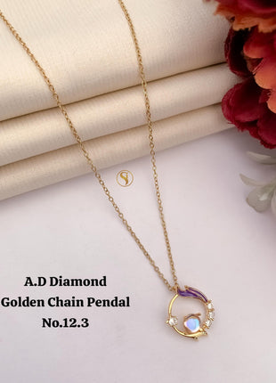 A.D Diamond Moonlit Floral Golden Pendant