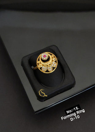 Polki Ring with Gold Finish and White Stones