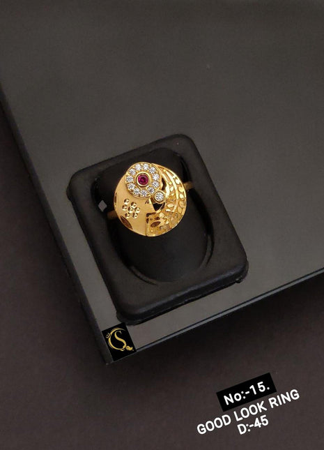 Rustic Mirror Work Ring with Tribal Vibes